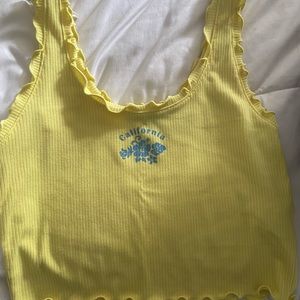 California ruffled yellow crop top
